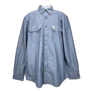 Carhartt Men's Large Tall Original Fit Long Sleeve Button‎ Up Chambray Shirt